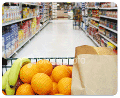 Shopping Trolley with fruit in it